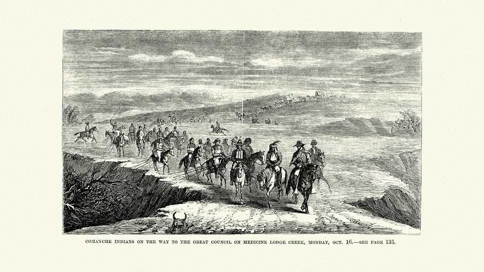 Print of Comanche procession