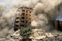 A bomb crater in Beirut