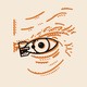 an illustration of a nuclear weapon superimposed over an eye resembling Donald Trump's