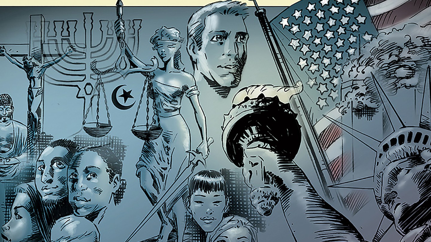 a comic representing Stan Lee's understanding of America