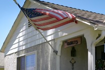 a house with an american flag