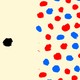 A black dot separated from red and blue dots, to represent the idea of a "black sheep" going against the grain