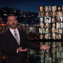Jimmy Kimmel points to the congressmen and women who voted against gun control, during an emotional opening monologue about the mass shooting in Las Vegas