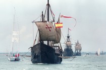 Replicas of Christopher Columbus's ships: La Nina, La Pinta, and La Santa Maria