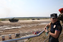 The Iskander-E missile launcher on display at the International Military Technical Forum outside of Moscow in 2022