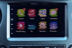 An image of a car touchscreen that is glitching.