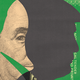 An illustration featuring a dollar bill's Ben Franklin together with silhouettes of Reagan and Trump