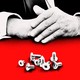 Trump's hands on a red table behind a pile of small screws