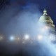 Photo of the U.S. Capitol on a foggy night