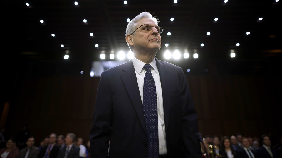 Merrick Garland prepares to testify before the Senate Judiciary Committee in the Hart Senate Office Building on March 1.