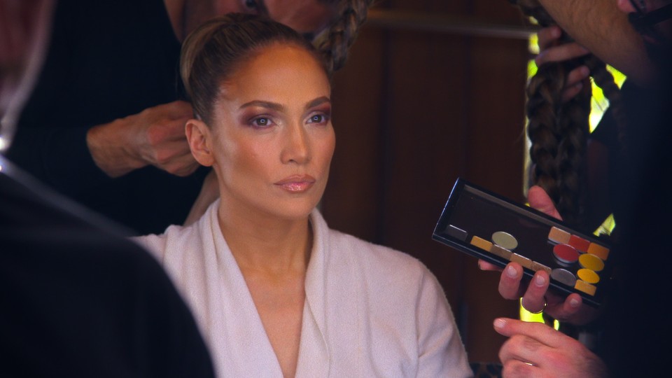 Jennifer Lopez gets makeup applied in a scene from "Halftime."