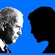 Illustration showing Joe Biden facing the silhouette of an unidentified challenger