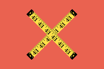 An illustration of an 'X" made with tape measures