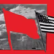 Illustration of the American flag cut out of an image of a sky