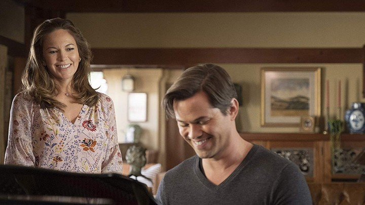 Diane Lane (Katherine) and Andrew Rannells (David) star in "Bright and High Circle," an episode of Matthew Weiner's Amazon show, "The Romanoffs"