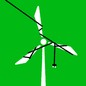 An illustration of a windmill getting tangled by an electrical cord