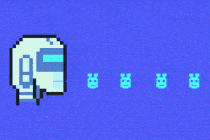 Animation of a robot eating other robots.