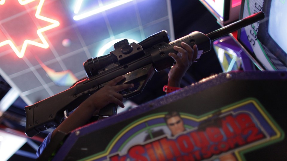A toy gun in an arcade