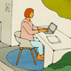 An illustration of a house with a workspace, an outdoor area, and a home gym