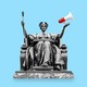 An illustration of a Lady Liberty statue with a megaphone in hand