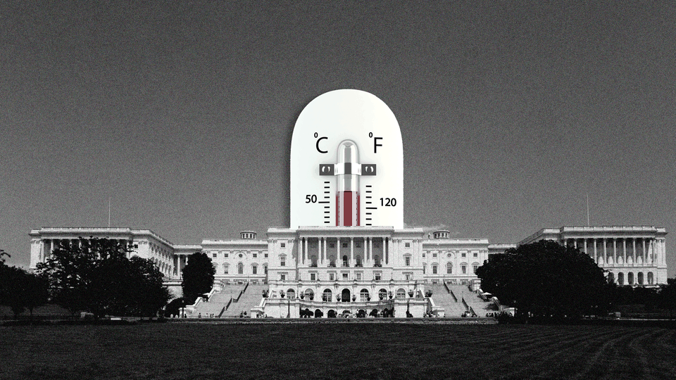 Illustration of the U.S. Capitol with a thermometer replacing the dome.