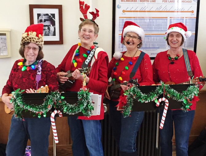 The Shenanigans (ukulele band) performing at Christmas time. 