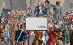 The delete button over a tumbrel