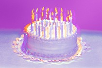 An illustration of a blurry birthday cake