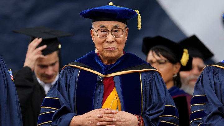 The Dalai Lama giving the commencement speech at the University of California at San Diego in June 2017