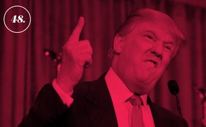 Trump gestures at press conference.
