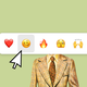 Illustration of an office worker with an emoji-selection interface covering his head