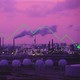 Exxon Oil Drilling Plant against a purple sky