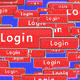 An animated GIF of many red "Login" buttons being clicked by a hand cursor.