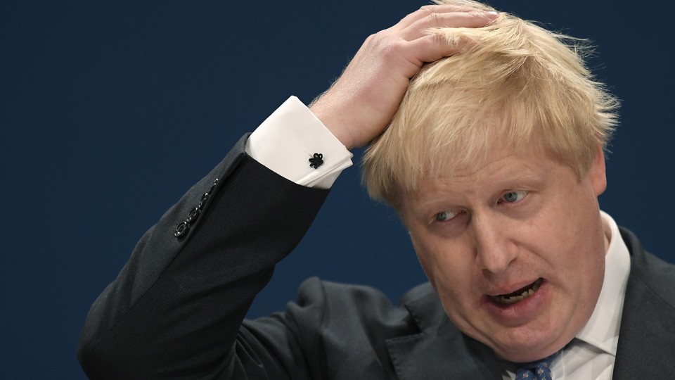British Prime Minister Boris Johnson speaks at the Conservative Party conference in October 2016.