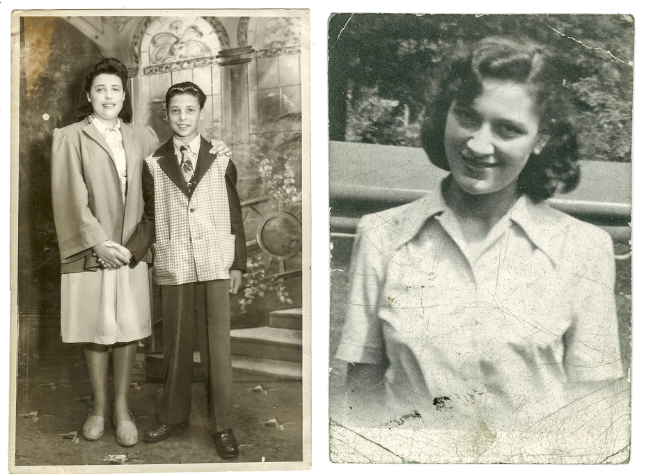 Two vintage photographs of holocaust survivors.