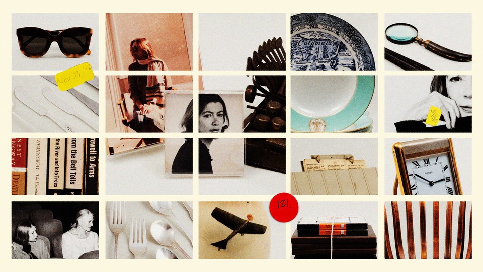 collage of items from Joan Didion's estate auction