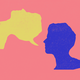 Head with chat bubble shaped as another head