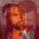 a collage of three different photos of Vice President J. D. Vance, with a red hue