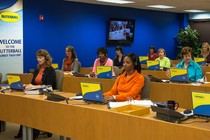 Employees use laptops, phones, and headsets at the Butterball call center.