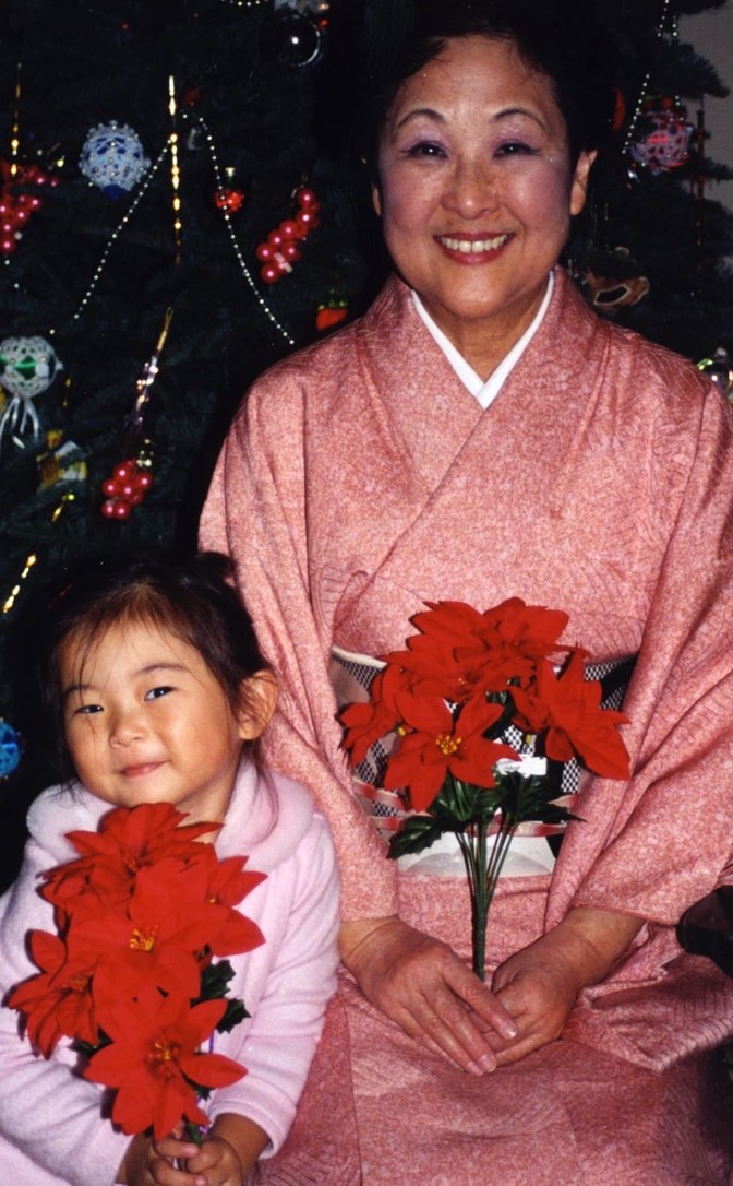 Morgan Ome and her grandmother at Christmas time.
