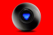 A magic eight ball with "United States Census 2020" in the viewfinder