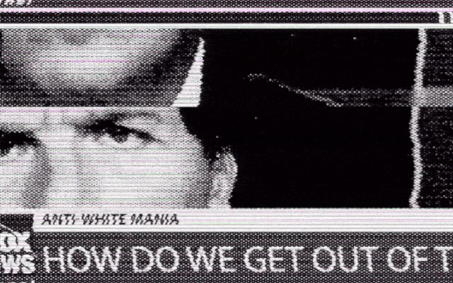 An illustration of Tucker Carlson's news segment through a bad television.