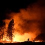 A firefighter battles the Ponderosa Fire east of Oroville, California, in late August. 