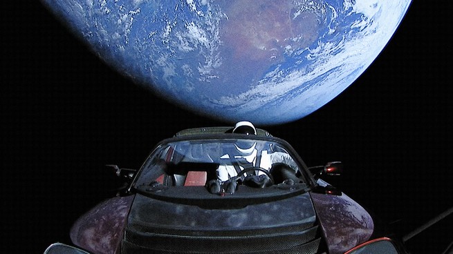 Tesla car in space, 2018