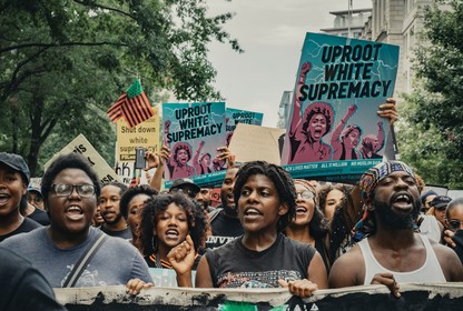a photo of demonstrators at a Black Lives Matter rally