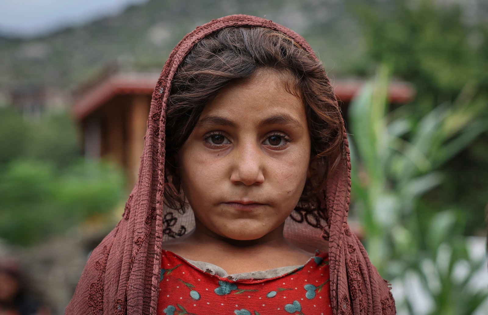 A close view of an Afghan girl