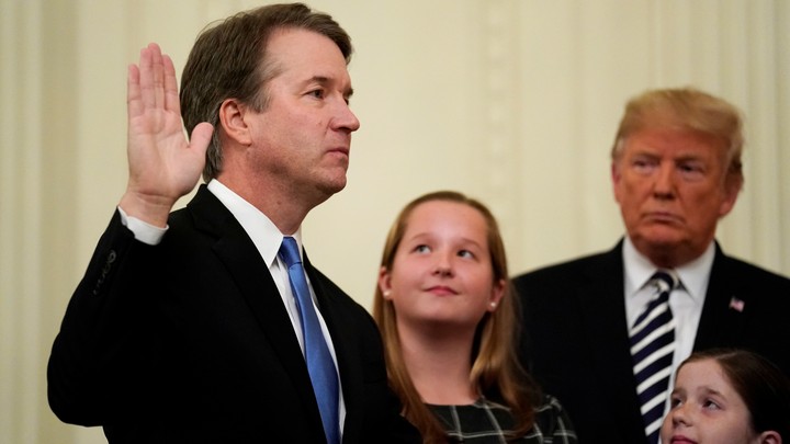 Brett Kavanaugh is sworn in on October 8, 2018.