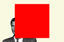 Pete Hegseth partly obscured by a red square