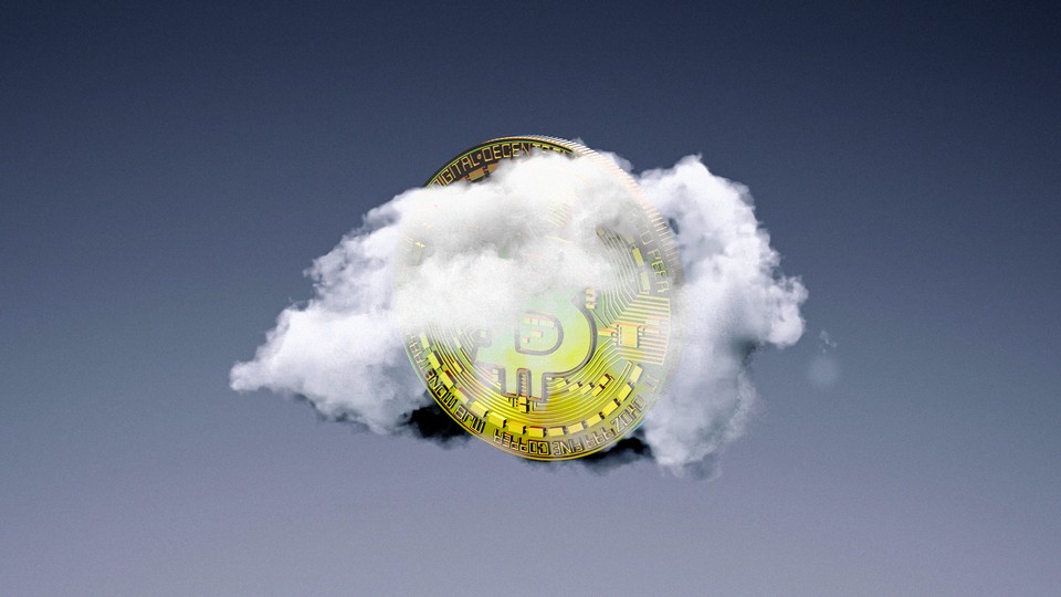 A bitcoin in a cloud