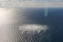 Water churning in the Baltic sea seen from above